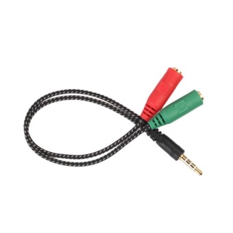 Gambar 3.5mm Stereo Audio Male to 2 Female Headphone Mic Y Splitter Cable(Black) 1PC   intl