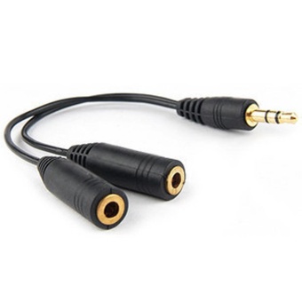 Gambar 3.5mm Stereo Audio Male to 2 Female Headset Mic Y Splitter CableAdapter   intl
