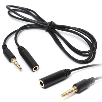 Gambar 4 Pole 3Ring TRRS 3.5mm (1 8  ) Male To Female AV Extension Cable 3FT 1M Black   intl