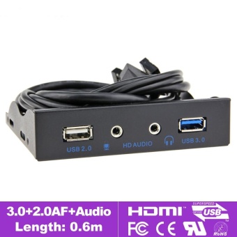 Gambar 4 Port 3.5 inch Metal Front Panel USB Hub with HD Audio Output Portand Microphone Input Port   intl