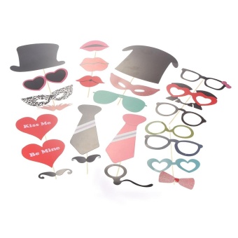 Gambar 61pcs DIY Colorful Photo Props with Stick for Birthday WeddingChristmas Party Mustache Hat Glasses Lips Creative Decorations  intl