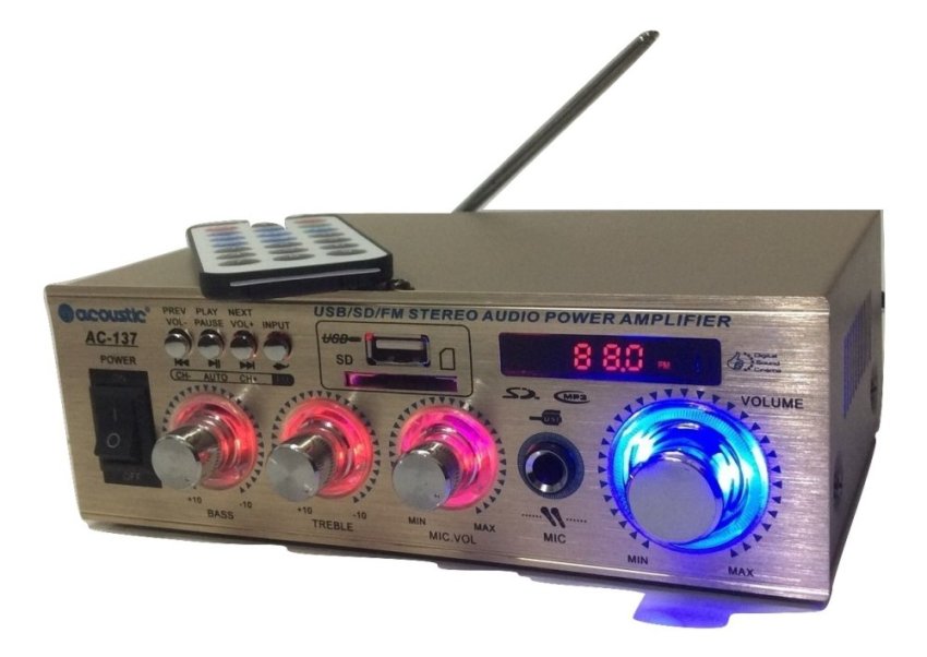 image: Acoustic Ac137 Power Amplifier Usb Mp3 Karaoke Radio