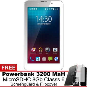 Advan i7 4G LTE - 8 GB - Putih Gratis Powerbank + Micro SDHC 8Gb + Screenguard + Flipcover  