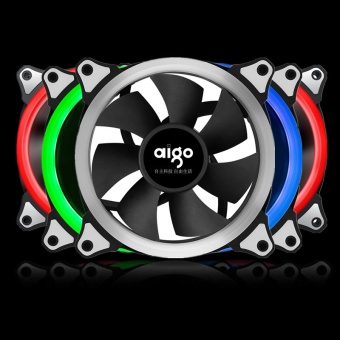 Gambar Aigo RGB Case Cooling Fan 120mm 6pin Silent Fan With LED RingAdjustable Color Case Radiator Fan Computer Water Cooler Fan 12cm(3 pieces RGB fan + 6pin controller)   intl