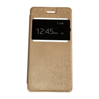 Gambar Aimi Leather Case Sarung Untuk Lenovo Vibe K5 PlusFlipshell Flipcover   Gold