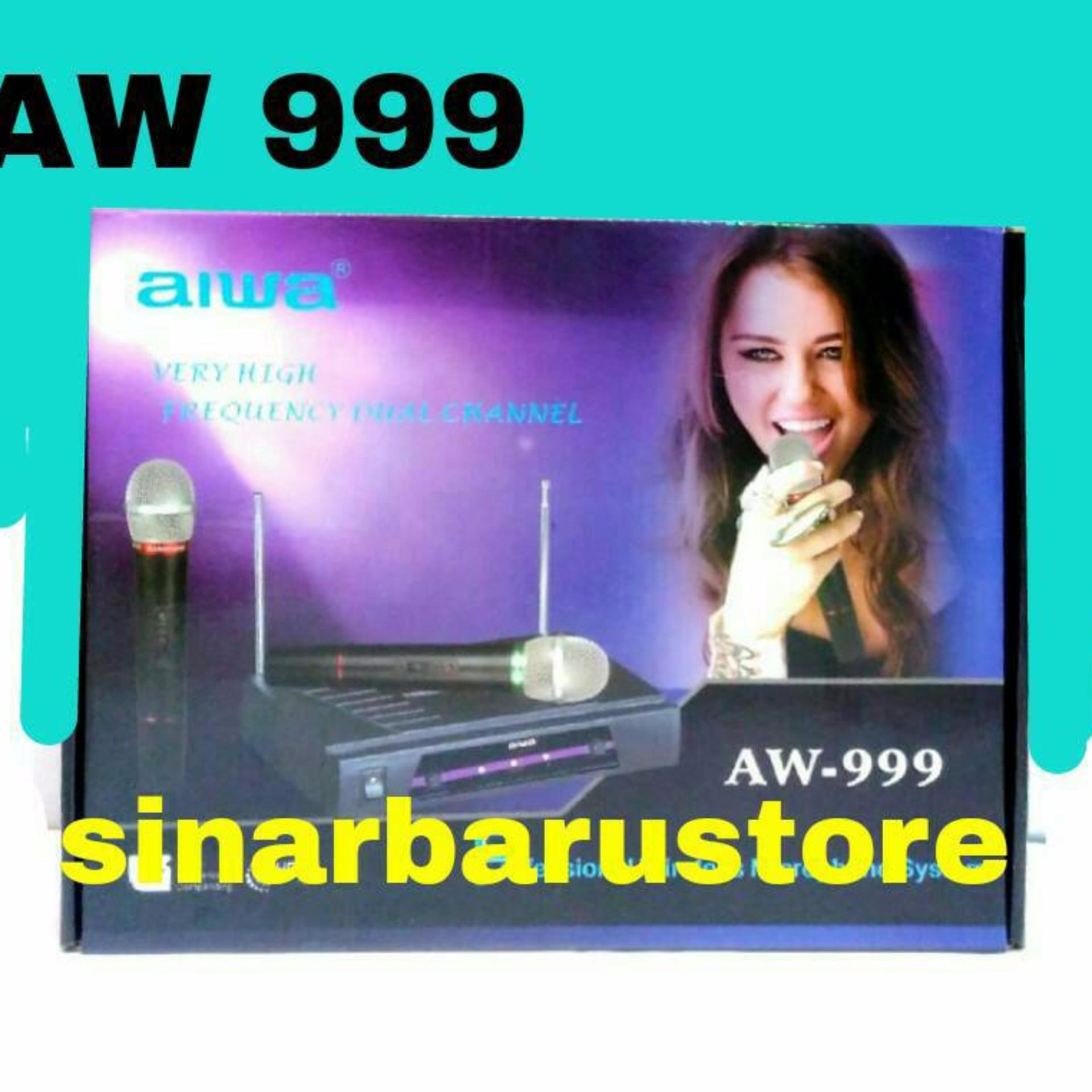 Aiwa Microphone / Mic AW -999 Microphone Double Wireless UHF - Hitam