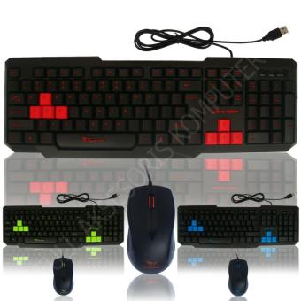 Gambar Alcatroz Xplorer 5500M Multimedia Keyboard Mouse Combo USB  Hitam Merah