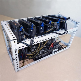 Gambar Aluminum Open Air Frame Mining Miner Rig Case For 6 GPU ETH BTC Ethereum ZCash Sliver   intl