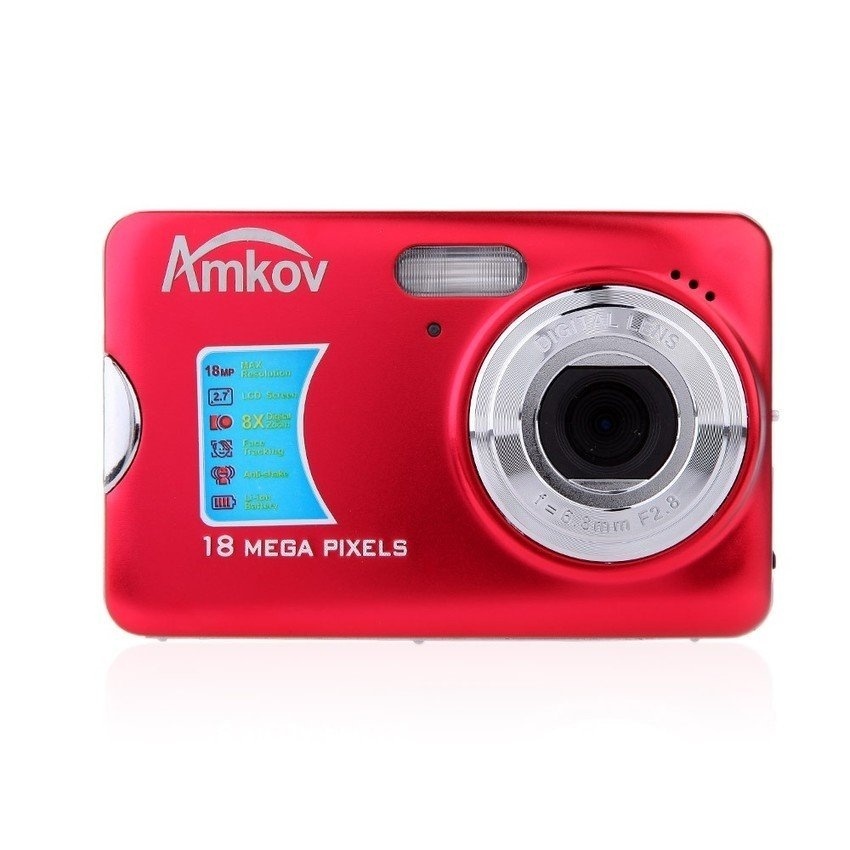 AMKOV 12MP 2.7?\x9D TFT LCD HD Digital Camera VideoCamcorderwithAnti-shake 8X Digital Zoom (Red) - intl  