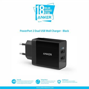 Gambar Anker PowerPort 2 Dual USB Wall Charger   Hitam