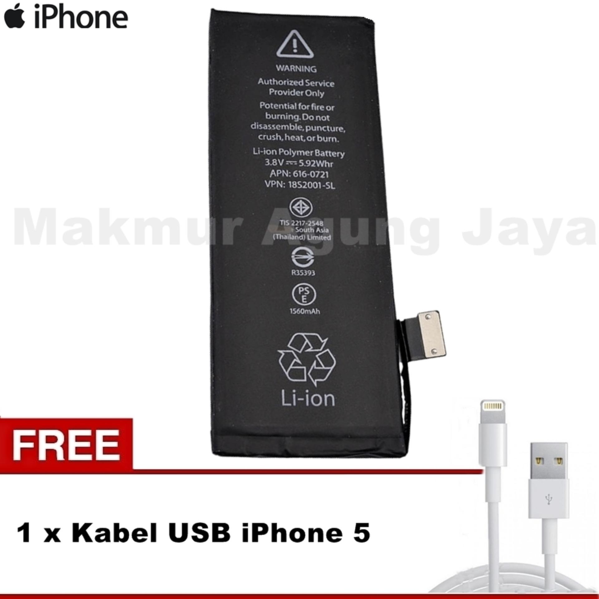Apple Baterai Iphone 5g Genuine Standart Battery Iphone 5g Gratis Hot Deals Apple Baterai iPhone 5 Genuine Standart Battery iPhone 5s 1560mAh Free Kabel USB
