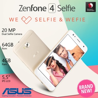 Asus Zenfone 4 Selfie Expert Gold 4/64GB 5,5" Dual Simcard Dual Front Camera 20MP 4G LTE Garansi Resmi  