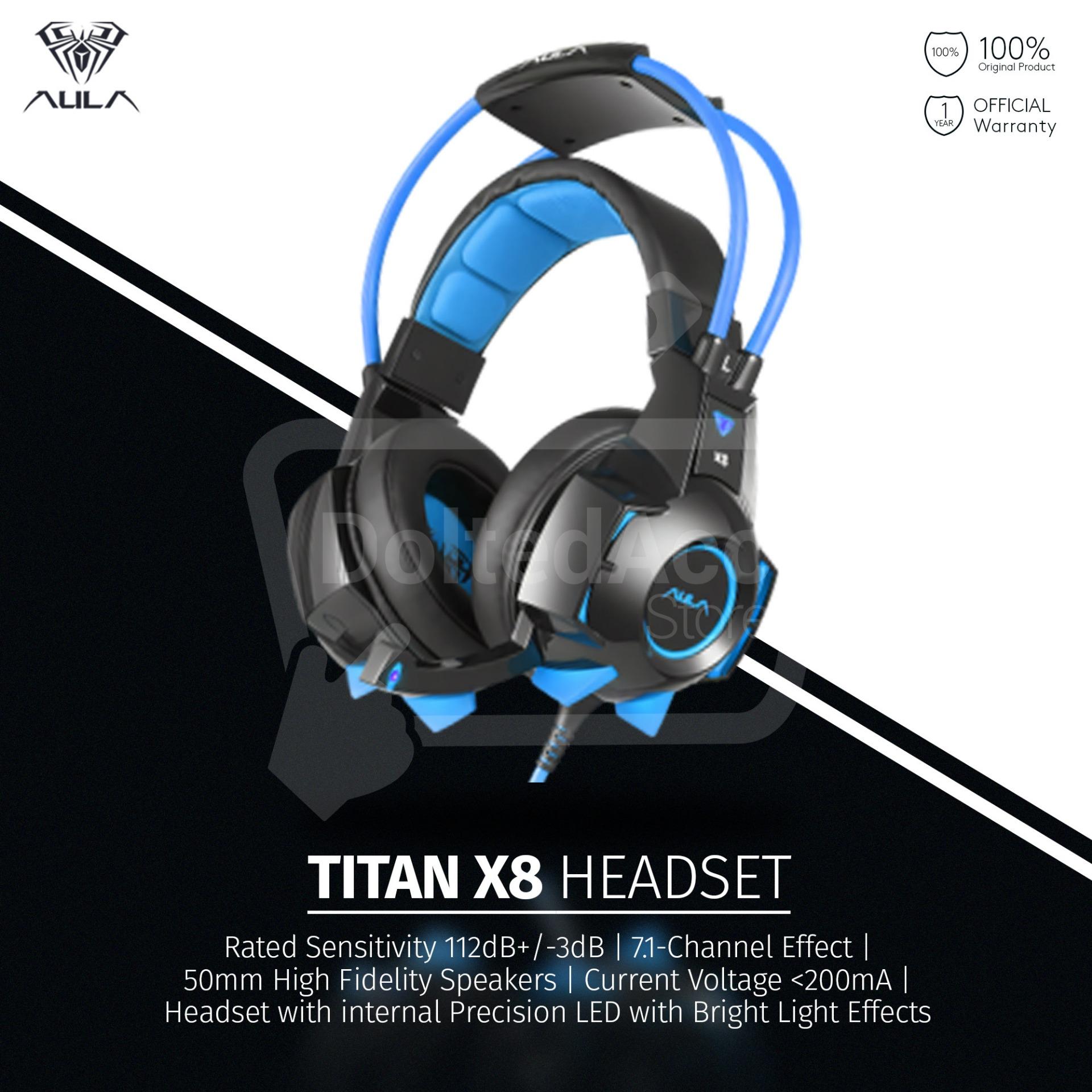 AULA TITAN X8 USB 7.1 Premium Gaming Headphone Bass With Micphone - Biru