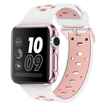 Gambar Band for Apple Watch 38mm, Alritz [Patent Pending] Silicone SportStraps Replacement Wristband Bracelet with Free Protective Coverfor Apple Watch Nike+, Series 2, Series 1, Sport, Edition,White Pink   intl