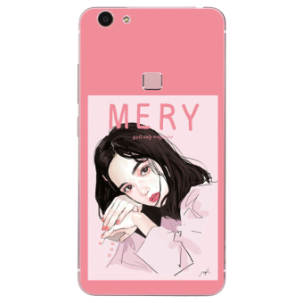 Gambar Bbk vivox5max sastra merah muda lanyard diy telepon shell soft cover