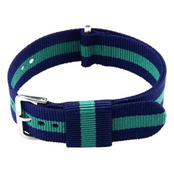 Gambar Bluelans(R) Unisex Striped Canvas 20mm Wrist Watch Band Strap   Blue   Green   intl