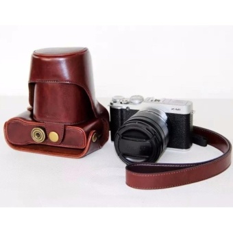 Gambar Camera Leather Cover For FujiFilm X M1 XM1 XM2 X A1 XA1 XA216 50mmLens.Classical camera bag PU leather case with strap   intl
