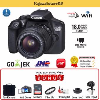Canon EOS 1300d Kit 18-55 IS II GARANSI RESMI - 18MP - Wifi - Hitam + Gratis Aksessories Kamera  