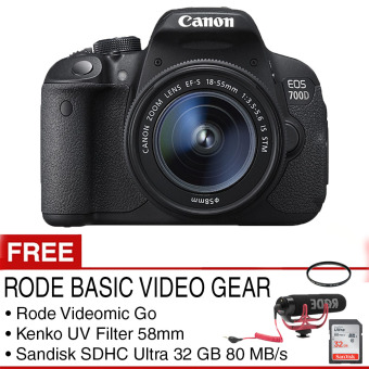 Canon EOS 700D Kit 18-55mm IS STM - Hitam + RODE Basic Video Gear  