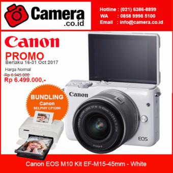 Canon EOS M10 EF-M 15-45mm -White+ Bundling Canon SELPHY CP1200 - Kamera Mirrorless  