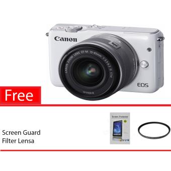 Canon EOS M10 Mirrorless Lensa KIT EF-M15-45mm - Putih Free Screen Guard dan Filter Lensa  