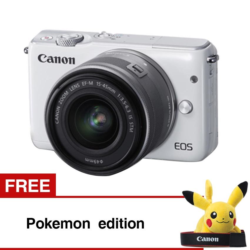image:                  Canon EOS M10 White with EF-M15-45mm Gratis Pokemon Edition                              