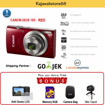 Canon Kamera Pocket Ixus 185 - Merah - 20 Megapixels + Free Aksessories Kamera  