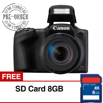 Canon Powershot SX420 IS - 20.0MP - Hitam + Gratis SD Card 8GB  