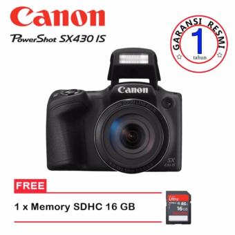 Canon PowerShot SX430 IS - 20.5MP - Hitam + Memory SD 16 GB  