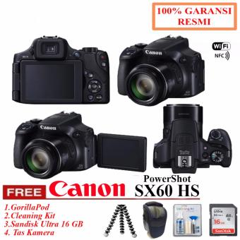 Canon PowerShot SX60 HS + Sandisk Ultra 16GB Class 10 + Tas + GorillaPod + Cleaning Kit  