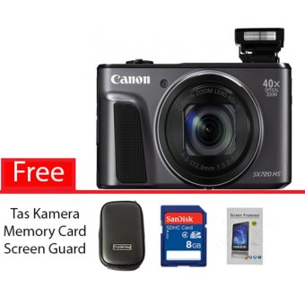 Canon PowerShot SX720 HS - 20.3MP - Black Free Memory Card,Tas Kamera,Screen Guard  
