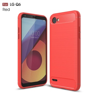 Gambar Carbon Fiber Texture Brushed TPU Cell Phone Shell for LG Q6   Red   intl