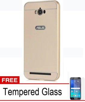 Gambar Case Aluminium Bumper Mirror for Asus Zenfone Max ZC550KL   Gold +Free Tempered Glass