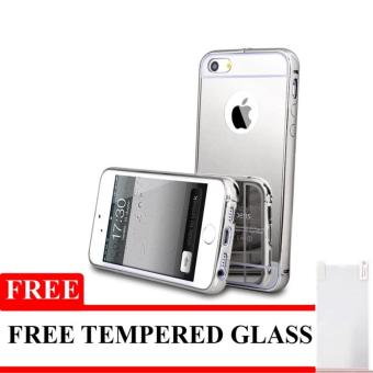 Gambar Case Aluminium Bumper Mirror for Iphone 5   Silver + Free TemperedGlass