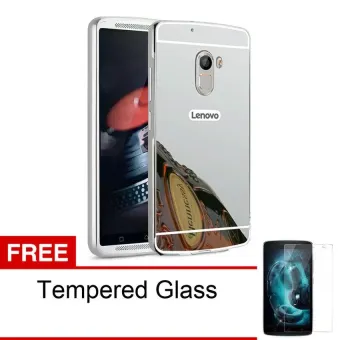 Gambar Case Aluminium Bumper Mirror For Lenovo K4 Note A7010   Silver +Gratis Tempered Glass