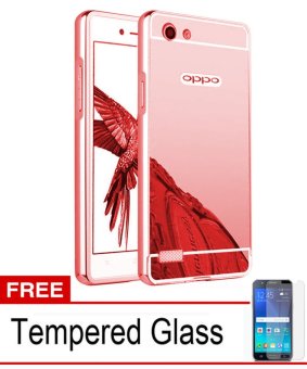 Gambar Case Aluminium Bumper Mirror for OPPO Neo 7   Rose Gold + Free Tempered Glass