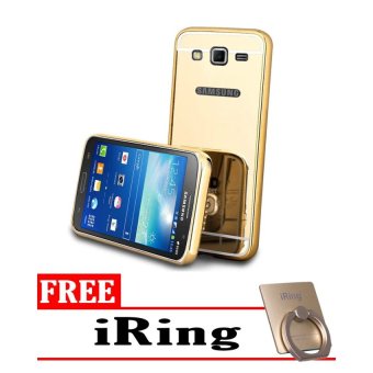 Gambar Case Aluminium Bumper Mirror For Samsung Galaxy J5   J5 2015   Gold+ Gratis i Ring