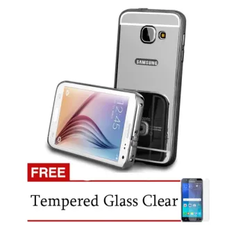 Gambar Case Aluminium Bumper Mirror For Samsung Galaxy J7 Prime   Hitam +Gratis Tempered Glass