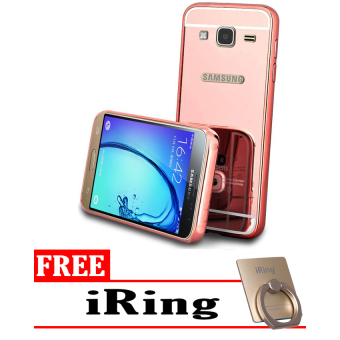 Gambar Case Alumunium Bumper With Mirror For Samsung Galaxy J2 + Iring  Rose Gold