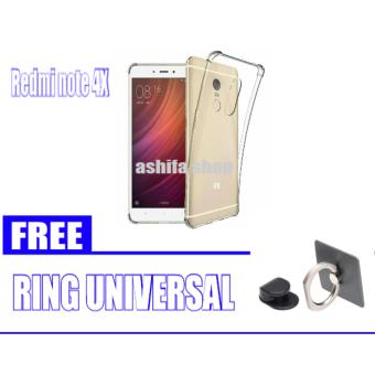 Gambar Case Anti Crack for Xiaomi Redmi Note 4X TPU Softcase (Clear) + FREE Ring Handphone Universal.