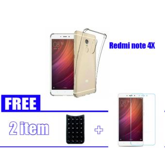 Gambar Case Anti Crack for Xiaomi Redmi Note 4X TPU Softcase (Clear) +FREE STAND HOULDER GURITA + TEMPERED GLASS