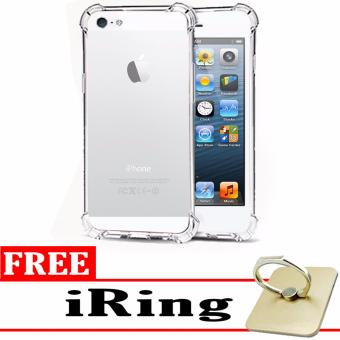 Case Anti Shock / Anti Crack Elegant Softcase for Apple iPhone 5 / 5s / 5G - White Clear + Free iRing  