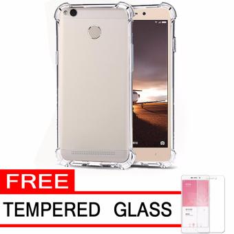 Gambar Case Anti Shock   Anti Crack Elegant Softcase for Xiaomi Redmi 3s Pro   White Clear + Free Tempered Glass