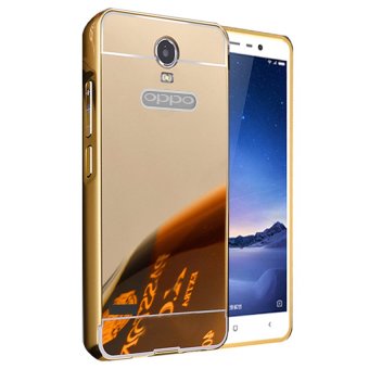 Gambar Case Bumper Mirror For Oppo Joy R1001 2 in 1 Slide Mirror BackcaseHardcase Sliding Gold