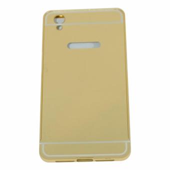 Gambar Case Bumper Mirror Sleding For Oppo Neo 9 A37 Metal Back Case  Bumper Besi Kaca   Bumper Cermin   Gold