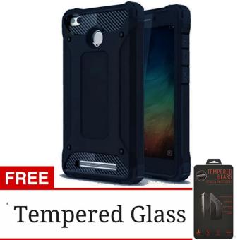 Gambar Case Capsule Ultra Rugged For Xiaomi Redmi 3 Pro Hybrid Armor TPUShockproof Anti Slip Soft Back Case   Softcase   Casing Hp + FreeTempered Glass Protection   Anti Gores Kaca   Biru Tua   Navy