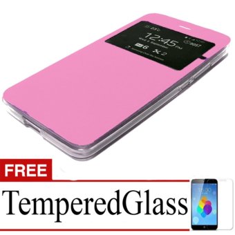 Gambar Case Flip Cover For Oppo Mirror 5 + Free Temperedglass   Pink