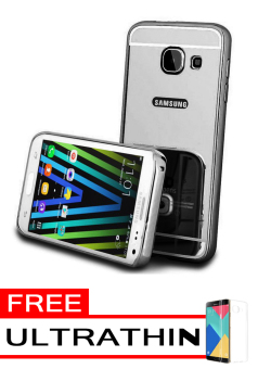 Gambar Case for Samsung Galaxy A7 2016 (A710) Aluminium Bumper With MirrorBackdoor Slide   Black + Free Ultrathin