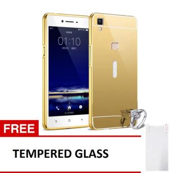 Gambar Case For Vivo V3 Max Bumper Slide Mirror   Gold + Free TemperedGlass