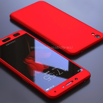Case Front Back 360 Degree Full Protection for OPPO Neo 9 ( A37 ) - Red + Tempered Glass  